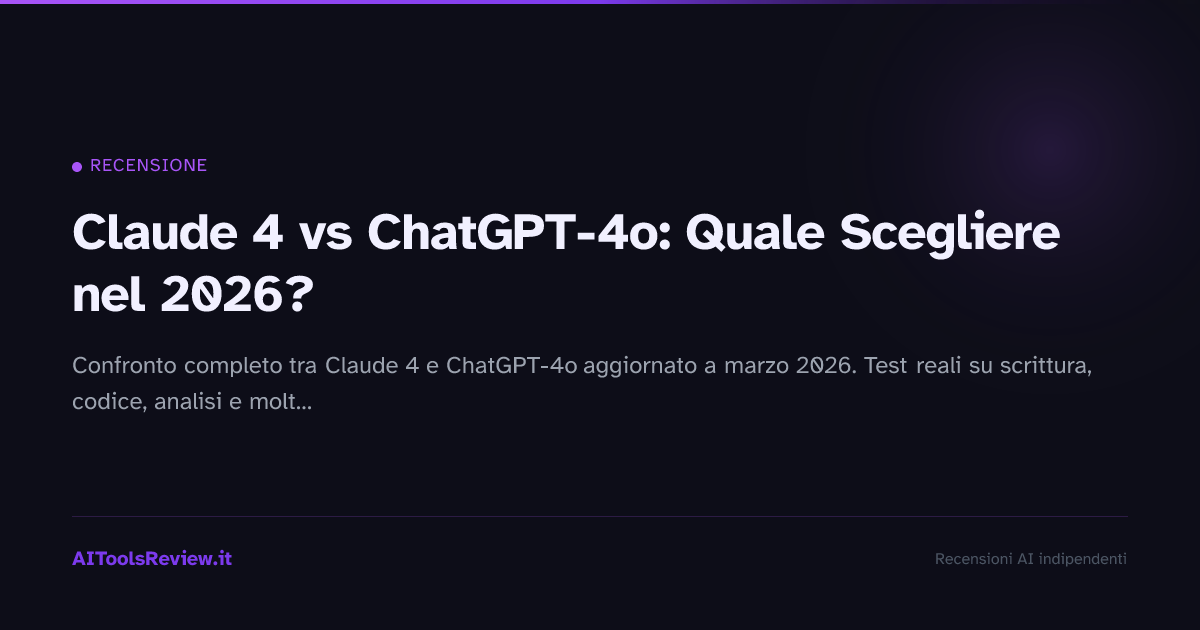 Claude 4 vs ChatGPT-4o: Quale Scegliere nel 2026?