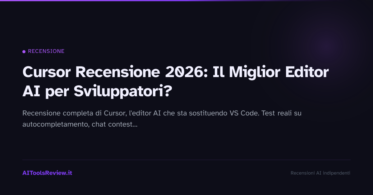 Cursor Recensione 2026: Il Miglior Editor AI per Sviluppatori?